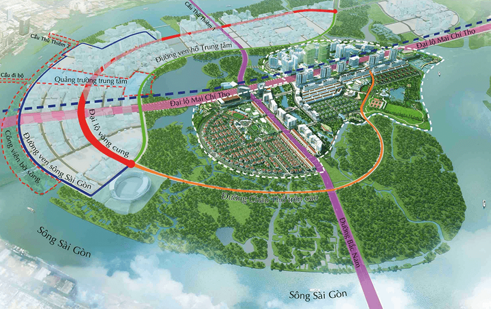 4 Tuyến đường chính Thủ Thiêm - Toàn cảnh